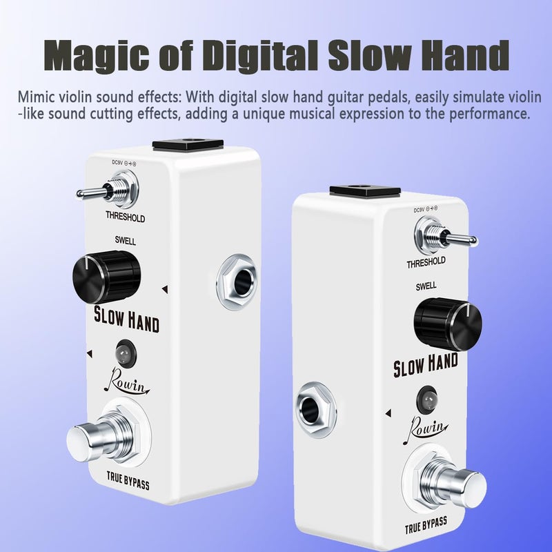 Rowin Digital Slow Hand Guitar Pedal Slow Gear Combine Reverb or Delay for Electric Guitar Bass True Bypass (LEF-326) - Image 2